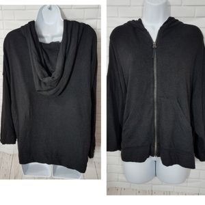 BCBGMaxazria Black Hoodie 3/4 Sleeve Sweater